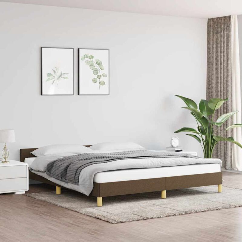 foto del prodotto giroletto senza materasso marrone scuro 160x200 cm tessuto vidaxl