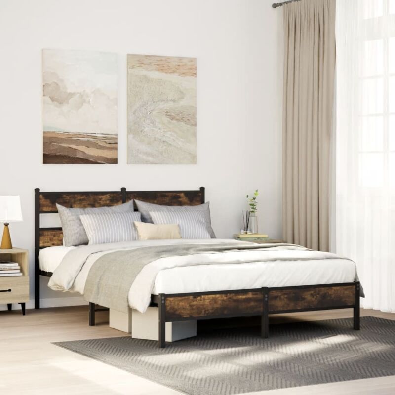 foto del prodotto giroletto senza materasso rovere fumo 100x190 cm in truciolato vidaxl