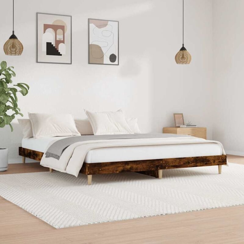 foto del prodotto giroletto senza materasso rovere fumo 120x200 cm in truciolato vidaxl