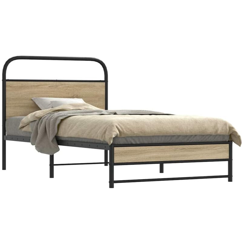 foto del prodotto giroletto senza materasso rovere fumo 90x200 cm in truciolato vidaxl
