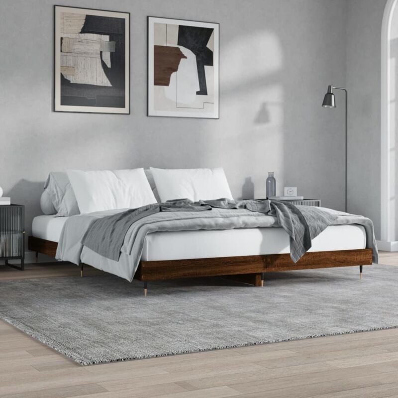 foto del prodotto giroletto senza materasso rovere marrone 200x200 cm truciolato vidaxl