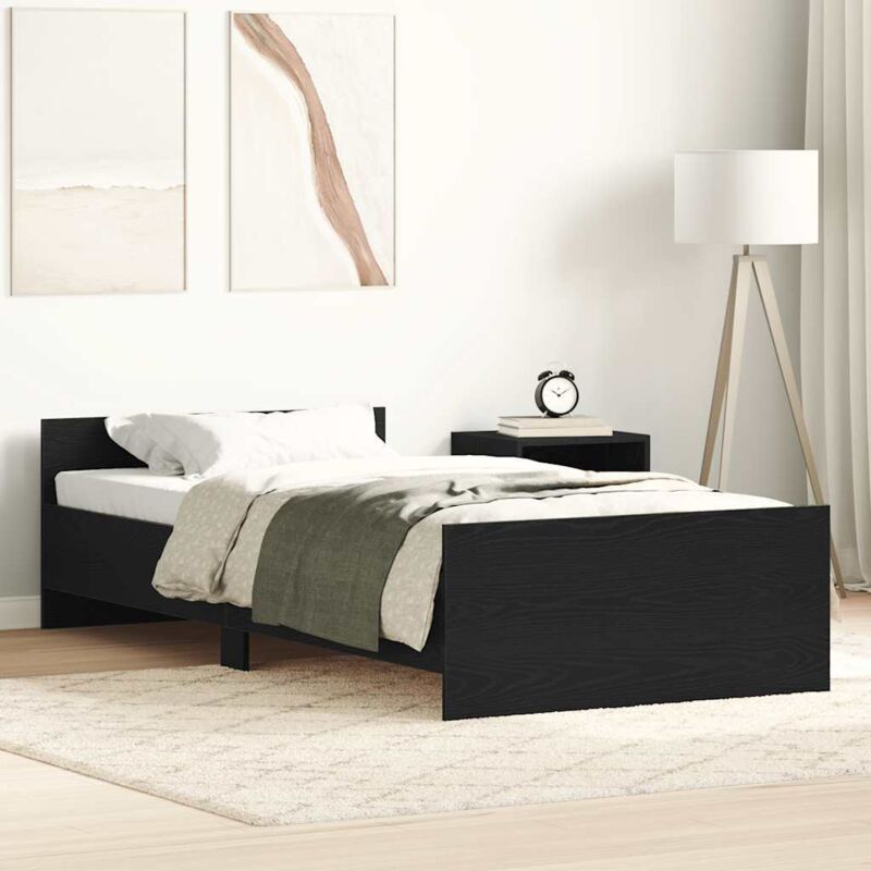foto del prodotto giroletto senza materasso rovere nero 90x190cm in truciolato vidaxl