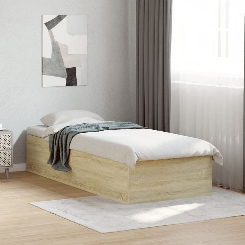 foto del prodotto giroletto senza materasso rovere sonoma 75x190 cm in truciolato vidaxl