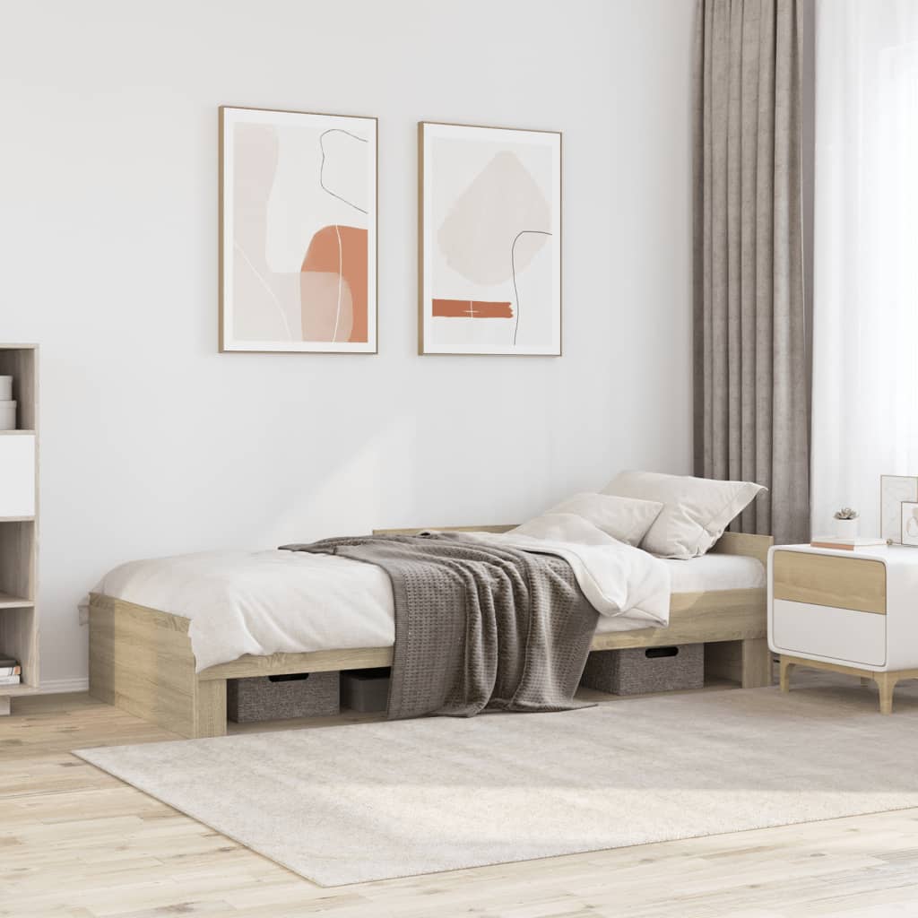 foto del prodotto giroletto senza materasso rovere sonoma 90x190 cm in truciolato