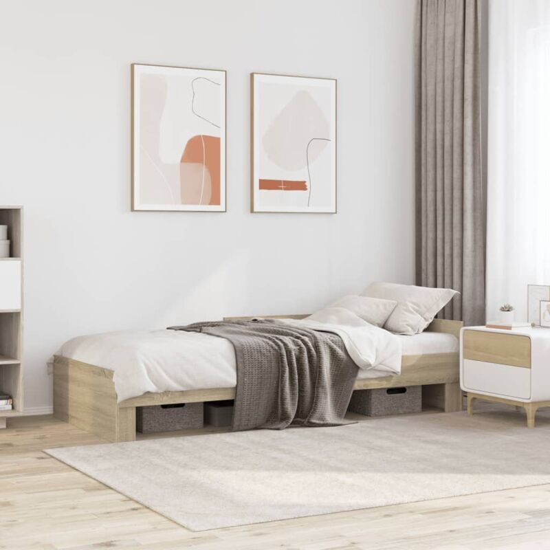 foto del prodotto giroletto senza materasso rovere sonoma 90x190 cm in truciolato vidaxl 978466