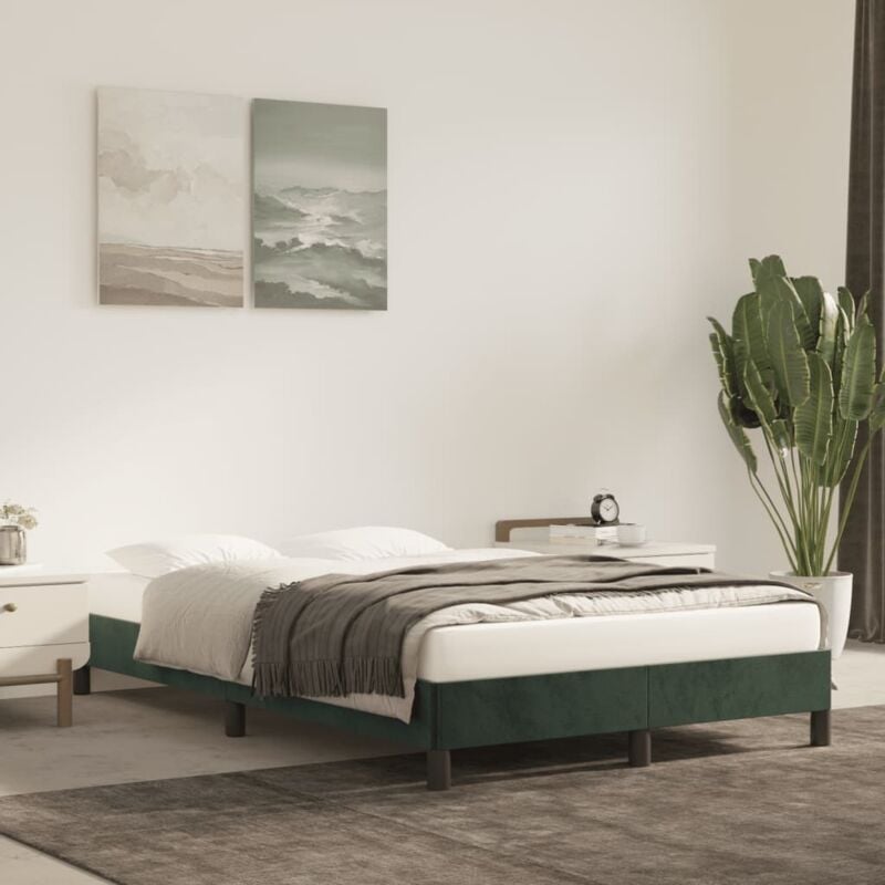 foto del prodotto giroletto senza materasso verde scuro 120x190 cm velluto vidaxl 352466