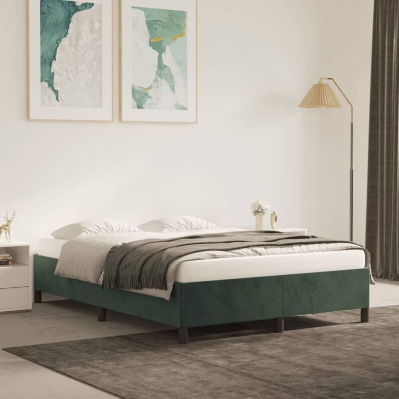 foto del prodotto giroletto senza materasso verde scuro 140x190 cm in velluto vidaxl