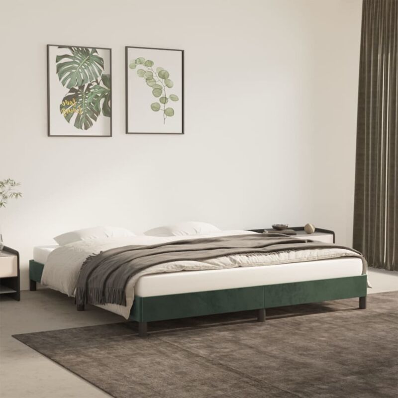 foto del prodotto giroletto senza materasso verde scuro 160x200 cm in velluto - vidaxl