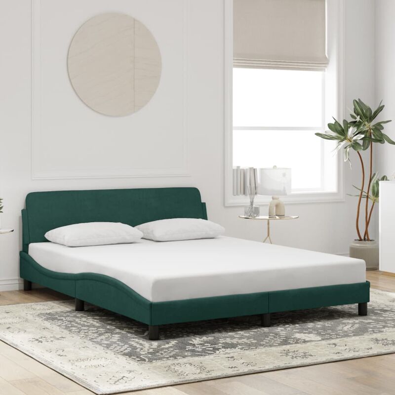 foto del prodotto giroletto senza materasso verde scuro 160x200 cm in velluto vidaxl