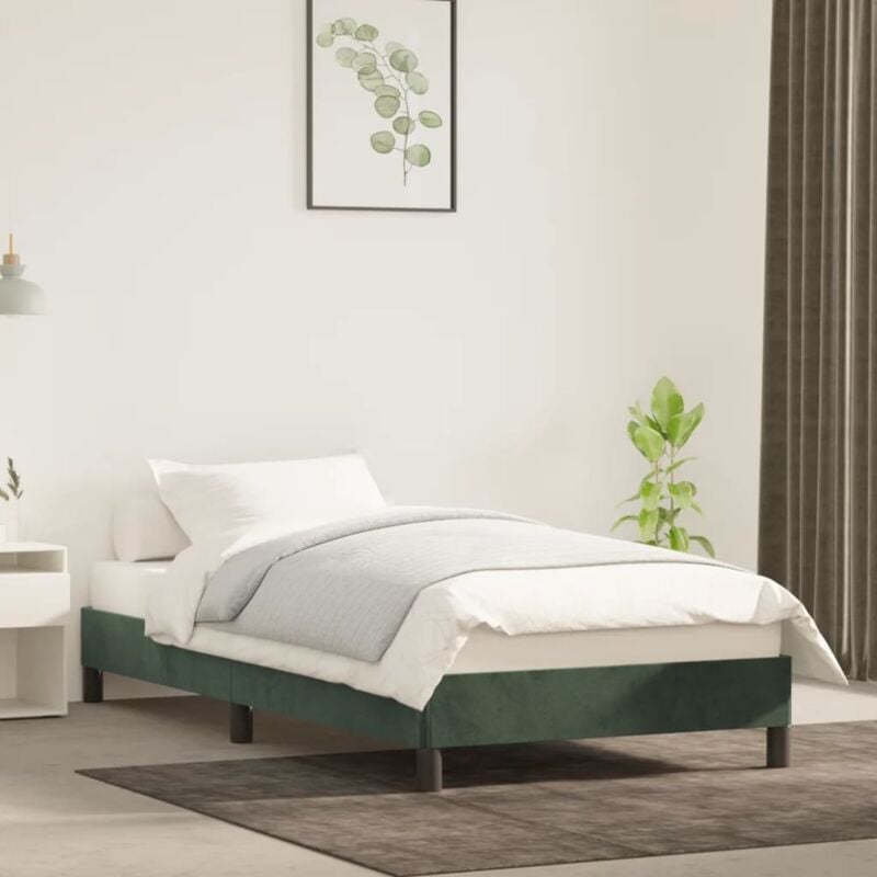 foto del prodotto giroletto senza materasso verde scuro 80x200 cm in velluto vidaxl