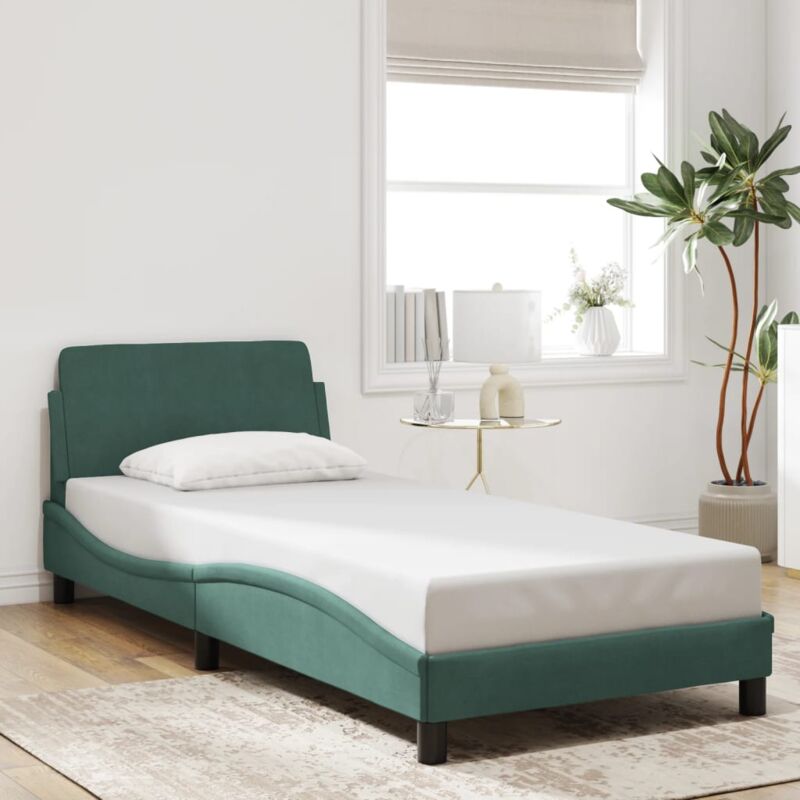 foto del prodotto giroletto senza materasso verde scuro 80x200 cm in velluto vidaxl