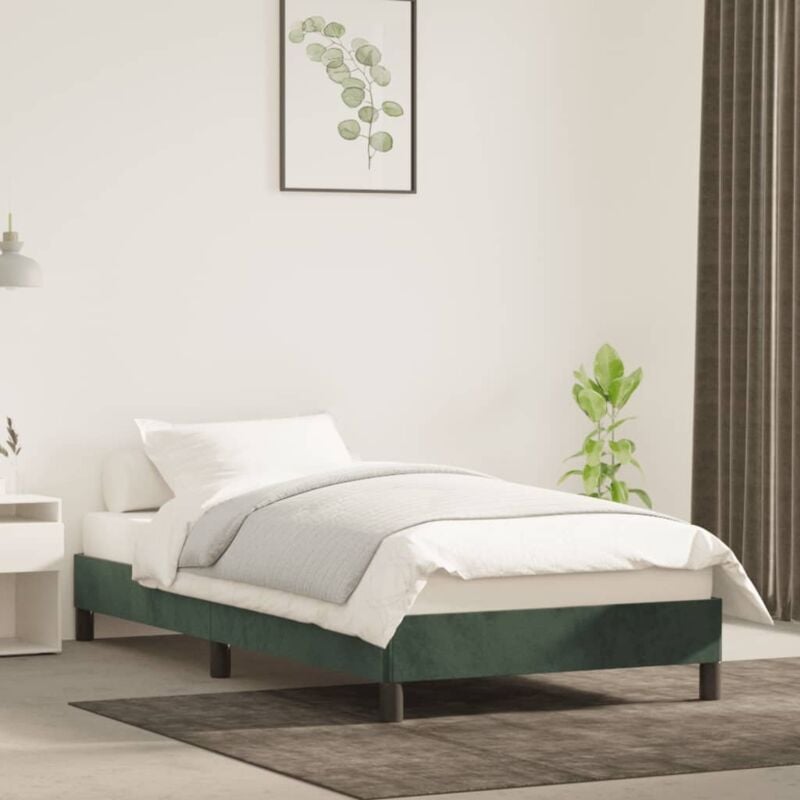 foto del prodotto giroletto senza materasso verde scuro 90x200 cm in velluto vidaxl