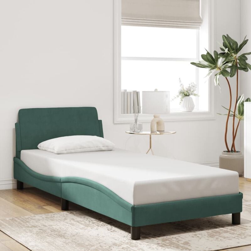 foto del prodotto giroletto senza materasso verde scuro 90x200 cm in velluto vidaxl
