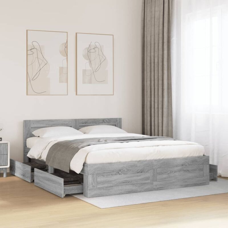 foto del prodotto giroletto testiera grigio sonoma 160x200 cm legno multistrato vidaxl