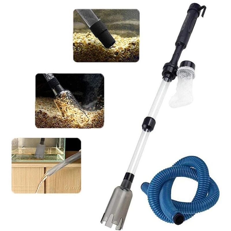 foto del prodotto gistuch aspirapolvere elettrico per acquario, kit sifone per acquario 3 in 1, pompa a sifone per vuoto, scambiatore d acqua scrubber per sabbia