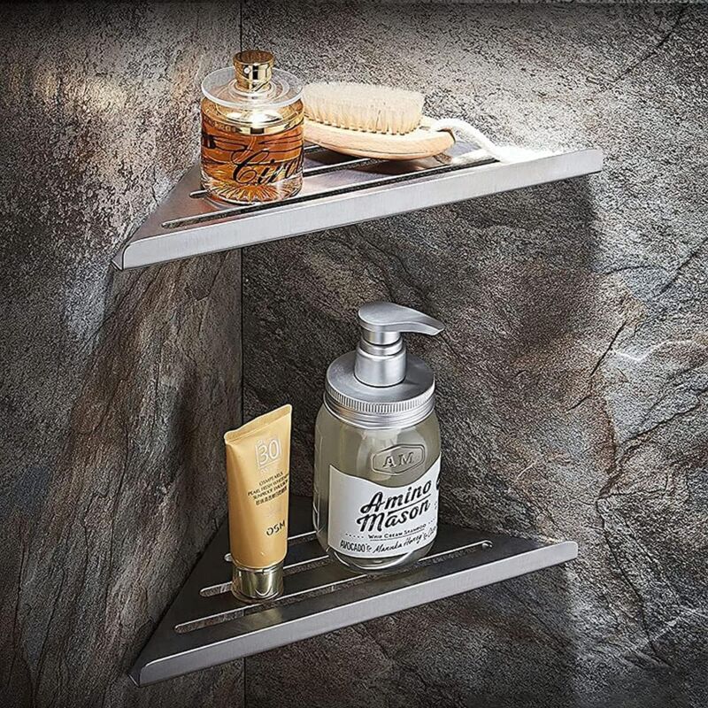 foto del prodotto gistuch confezione da 2 mensole doccia angolari in acciaio inox 304 per pareti piastrellate, mensola da incasso per ristrutturazione del bagno