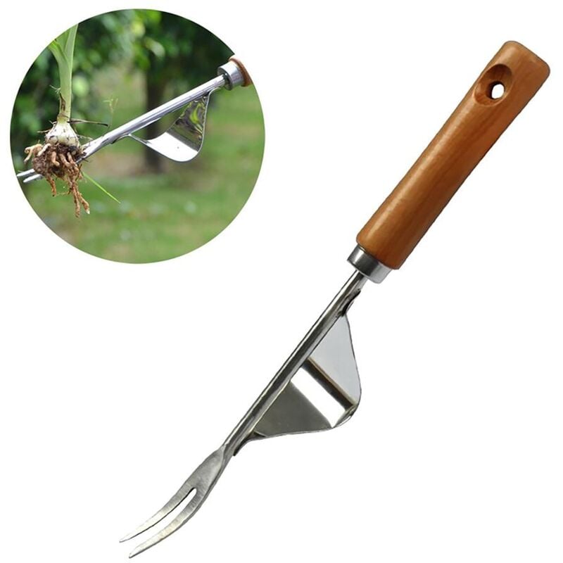 foto del prodotto gistuch diserbatore manuale da giardino attrezzo da diserbo in acciaio inossidabile con manico in legno attrezzo da giardinaggio per diserbo del