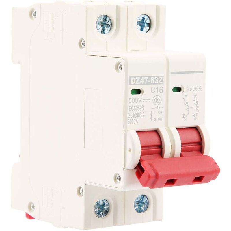 foto del prodotto gistuch interruttore automatico bipolare, interruttore automatico miniaturizzato 2p mini interruttore automatico 2p dc 500 v 16 a interruttore