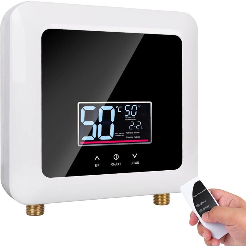 foto del prodotto gistuch scaldabagno istantaneo 7500w mini scaldabagno elettrico senza serbatoio montaggio a parete display a led supporto modalit 