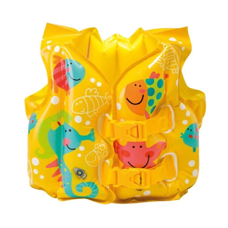 foto del prodotto giubbotto di salvataggio gonfiabile per bambini, giubbotto di salvataggio regolabile con doppia fibbia, attrezzatura per imparare a nuotare.