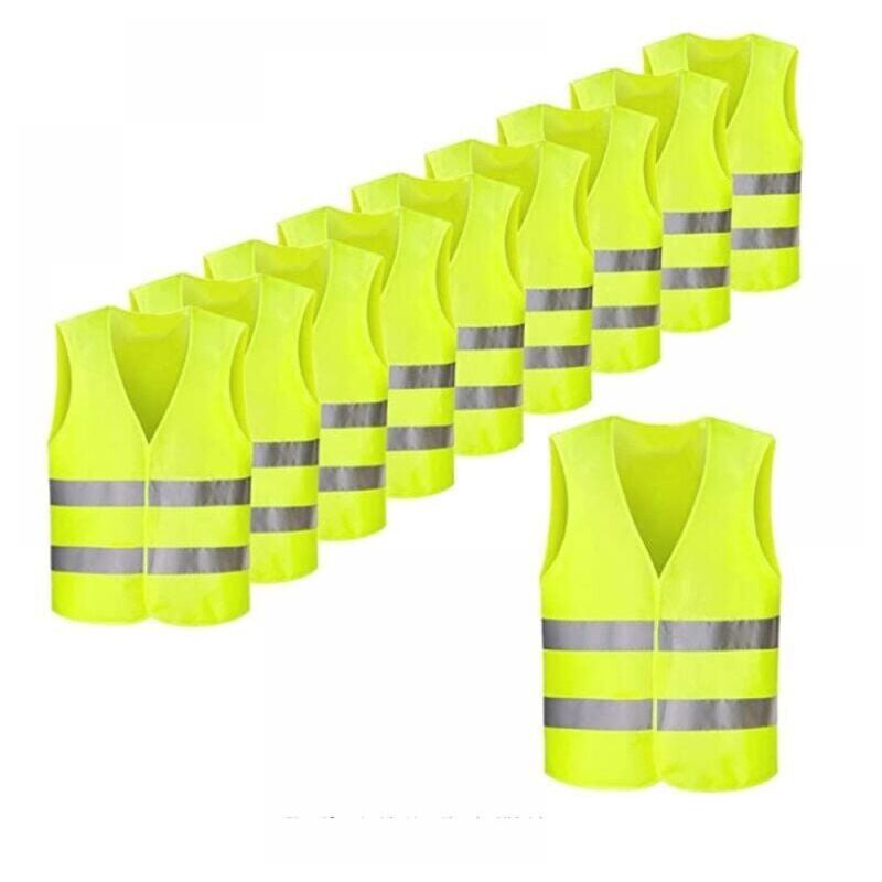 foto del prodotto giubbotto di segnalazione per gemme rare giubbotto di sicurezza giallo neon con strisce fluorescenti confezione da 10 