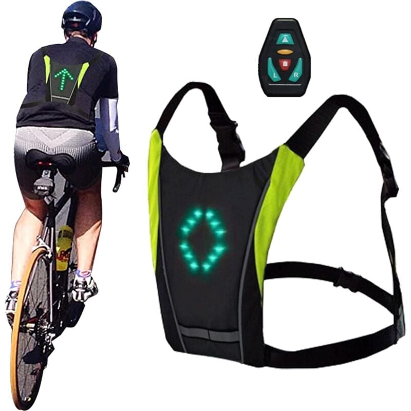 foto del prodotto giubbotto riflettente con luce di segnalazione lampeggiante a led, gilet con indicatori di direzione a led, giacca di sicurezza riflettente a
