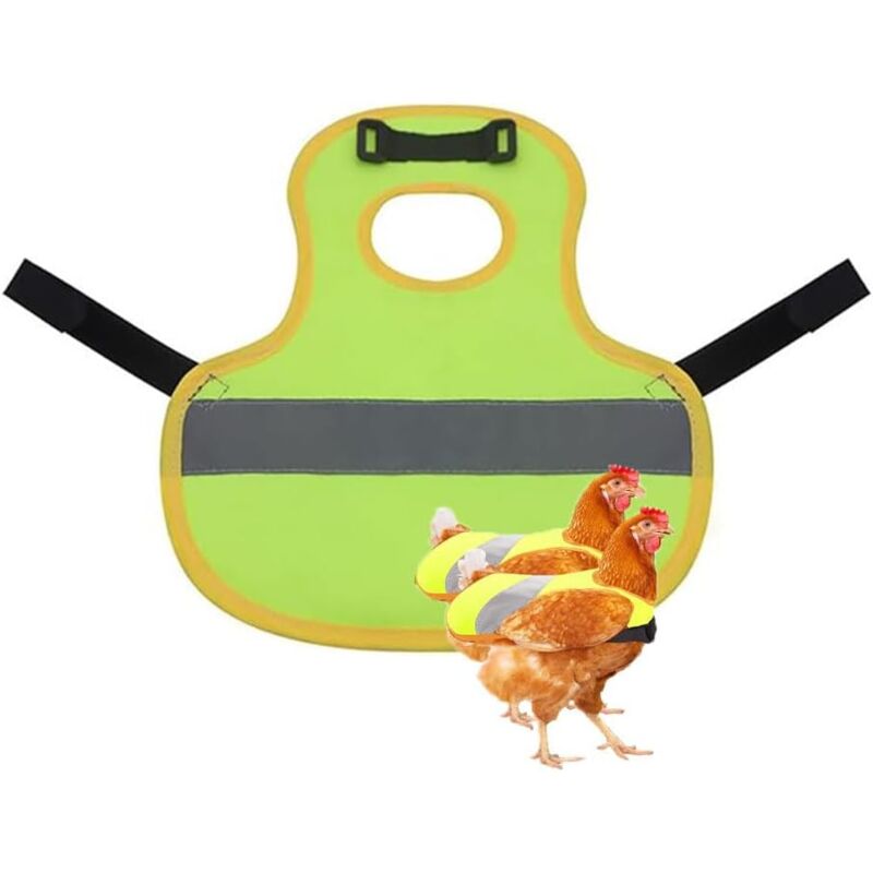 foto del prodotto giubbotto riflettente per polli, sella per polli, cintura regolabile per polli, indumenti protettivi per polli, anatre e oche 2 pezzi verde