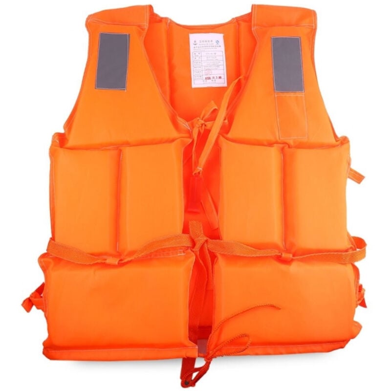 foto del prodotto giubbotto salvataggio arancione con fischietto per mare scii nautico navigazione trade shop traesio