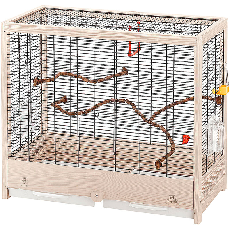 foto del prodotto giulietta 5 gabbia in legno fsc per canarini e uccelli esotici. variante giulietta 5 misure 69 x 34.5 x h 58 cm ferplast