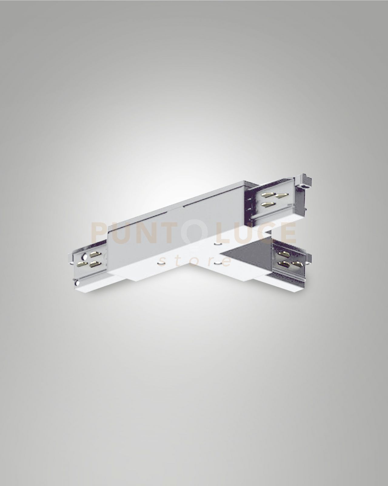 foto del prodotto giunto a t polo esterno sinistra terra interno destro per sistema binario track bianco