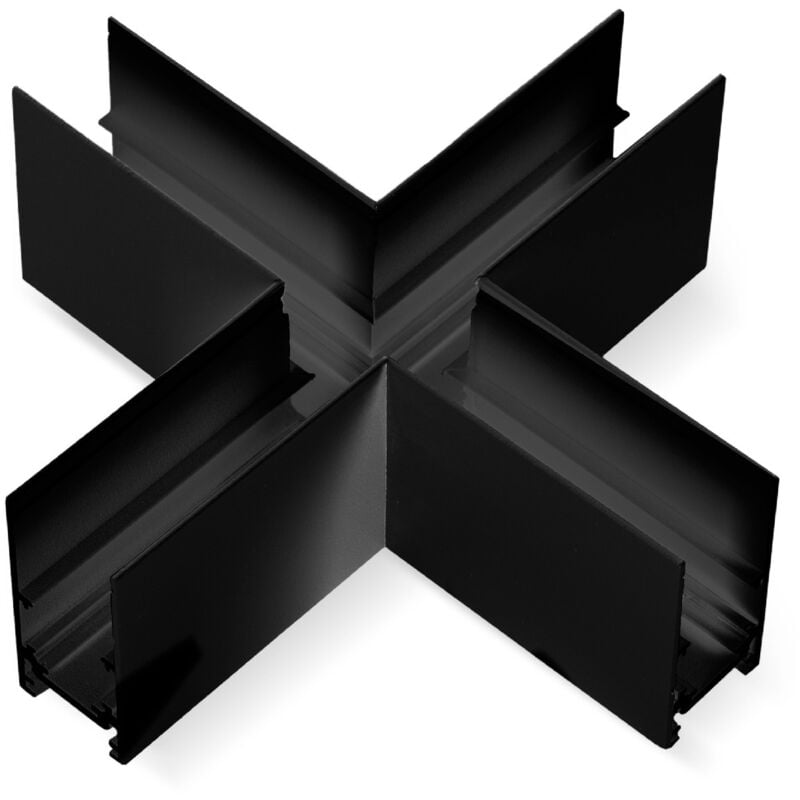 foto del prodotto giunto a x per binario magnetico da superficie 20 mm nero