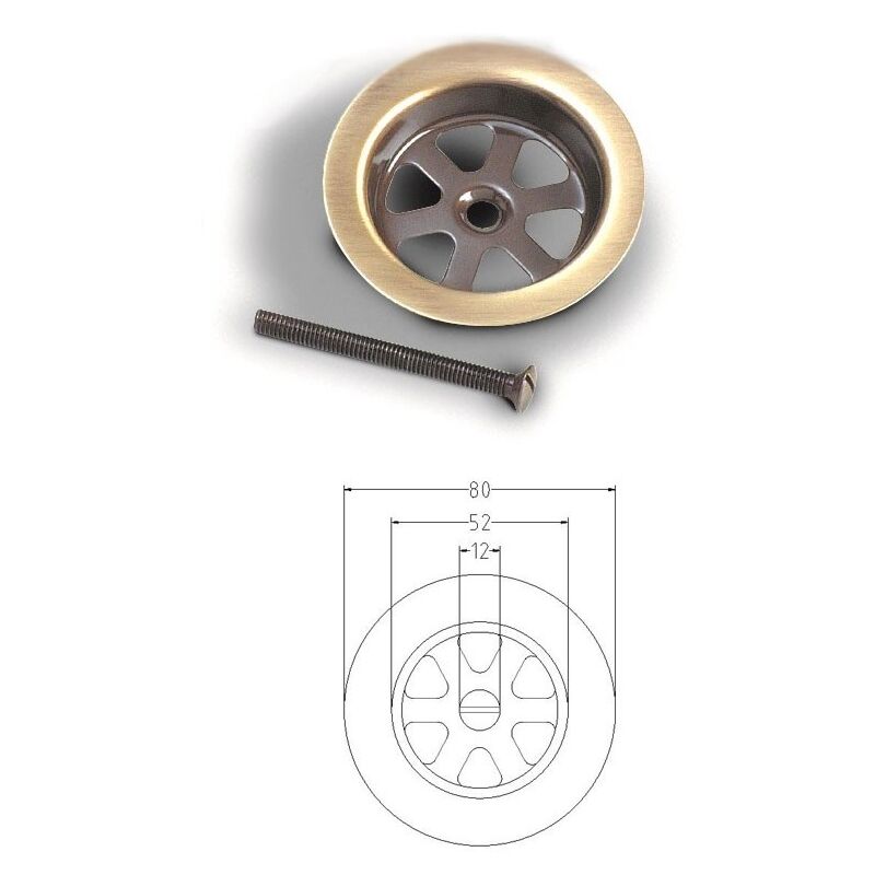 foto del prodotto giuseppe tirinnanzi gattinara bronzata d.80 mm completa di vite tgs m6x60 438100br80