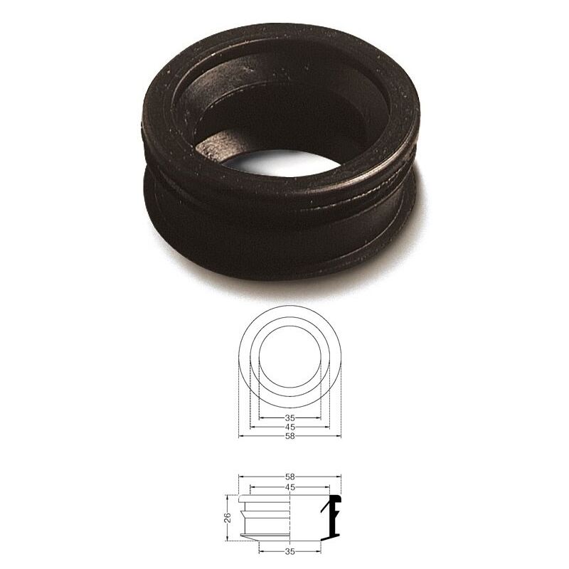 foto del prodotto giuseppe tirinnanzi morsetto gomma nera per curve tecniche mm.53 tubi mm. 40 219400gn