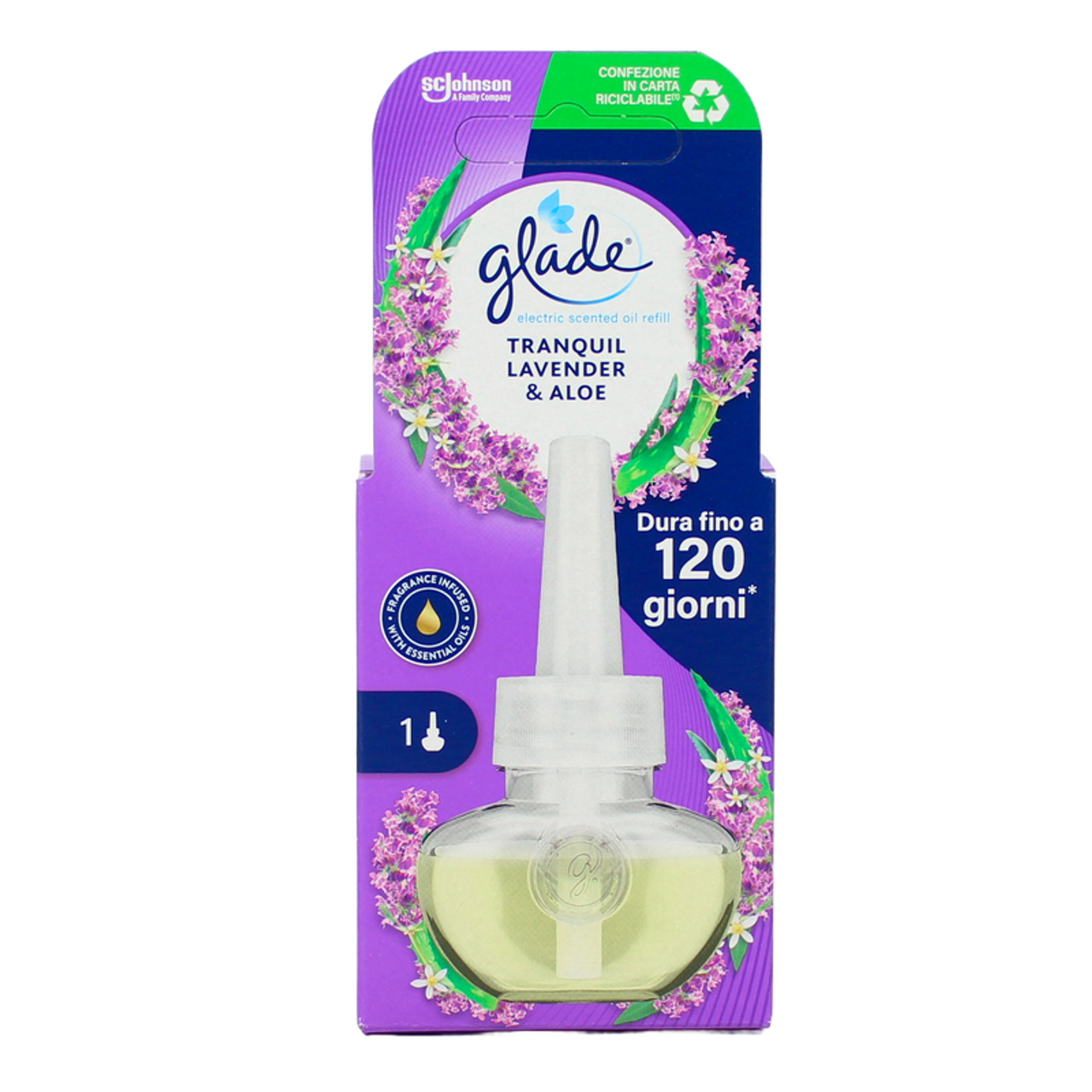 foto del prodotto glade tranquil lavender e aloe ricarica per diffusore elettrico 20 ml