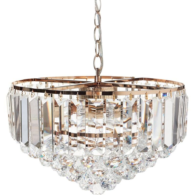 foto del prodotto glamour lampadario a sospensione metallo cristalli di vetro ⌀ 40 cm oro acheiro