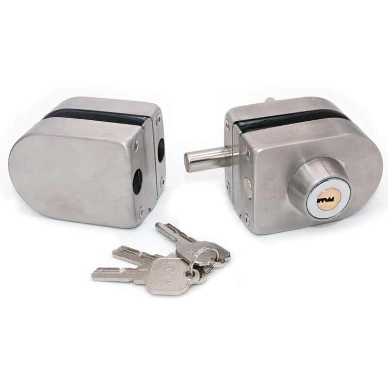 foto del prodotto glass door lock, security lock, 304 stainless steel glass door lock with 2 keys, no drilling, suitable for home, hotel, bathroom, showcase