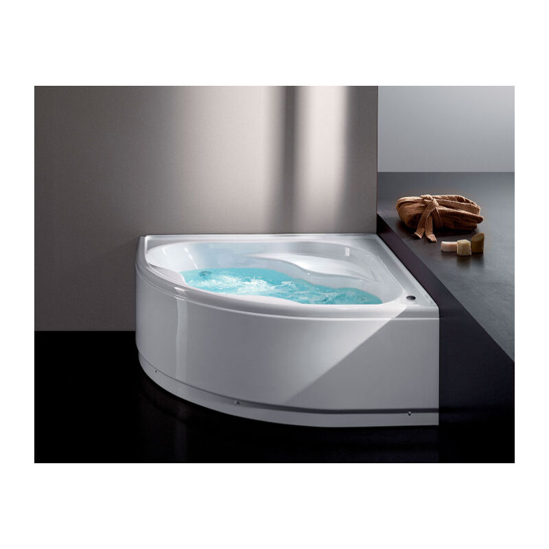 foto del prodotto glass vasca astor 135x135 angolare bianca completa di rubinetteria di