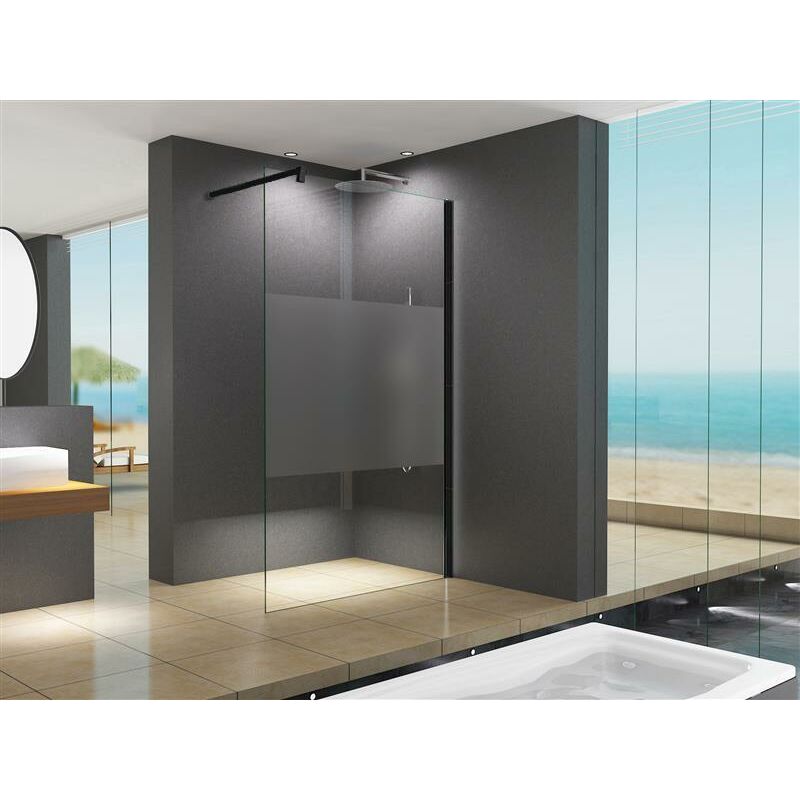 foto del prodotto glaswerk westfalen lily 100x200 cm walk in duschwand satiniert mitte schwarz