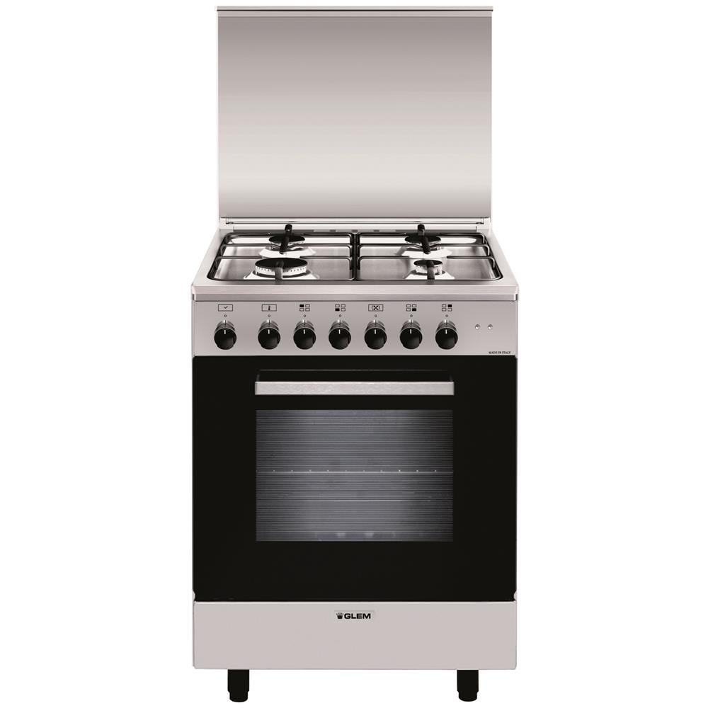 foto del prodotto glem gas cucina elettrica a654mi6 4 fuochi gas forno elettrico classe a dimensioni 60x50 colore inox serie alpha