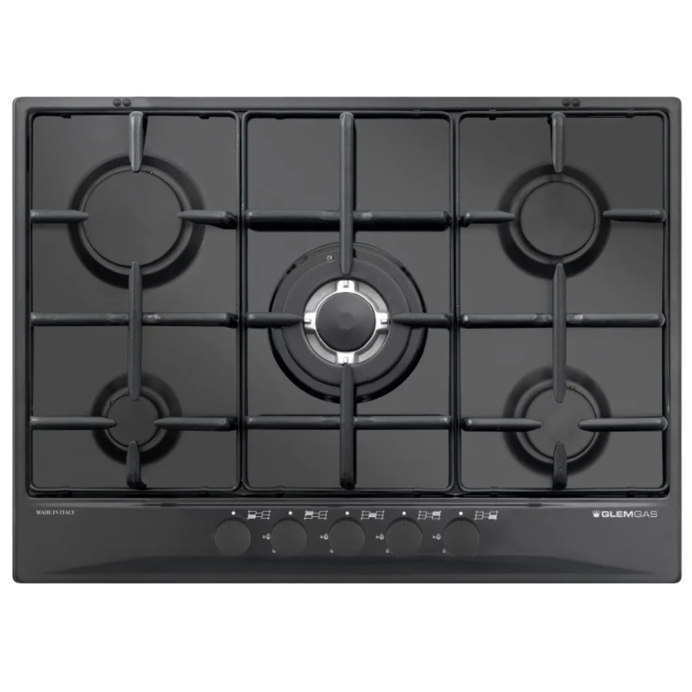 foto del prodotto glem gas gt755nc piano cottura da incasso 70 cm 5 fornelli nero carbone
