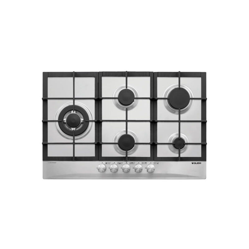 foto del prodotto glem gas gt85thix piano cottura acciaio inox da incasso 75 cm 5 fornelli