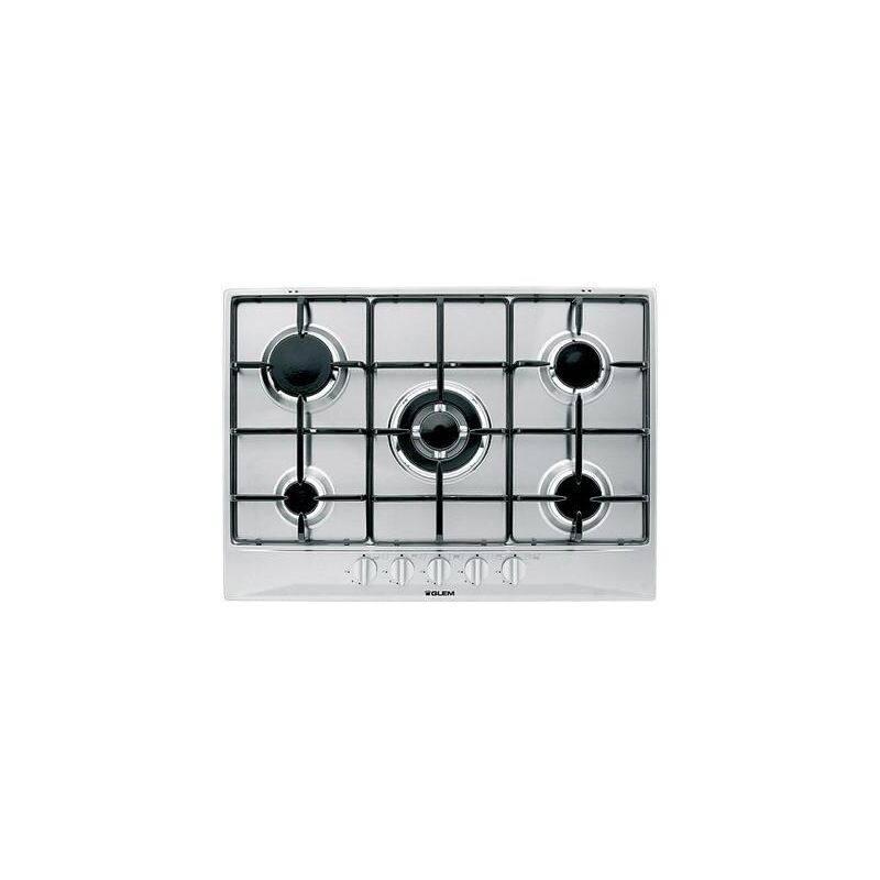 foto del prodotto glem gas p5gfxv piano cottura nero acciaio inox da incasso 70 cm 5 fornelli