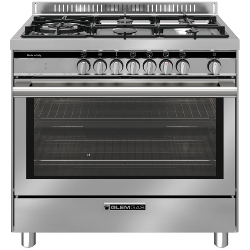 foto del prodotto glem gas st96tmi. tipo di prodotto cucina, colore del prodotto cromo, acciaio inox, tipo di controllo manopola. tipo di piano cottura gas, numero