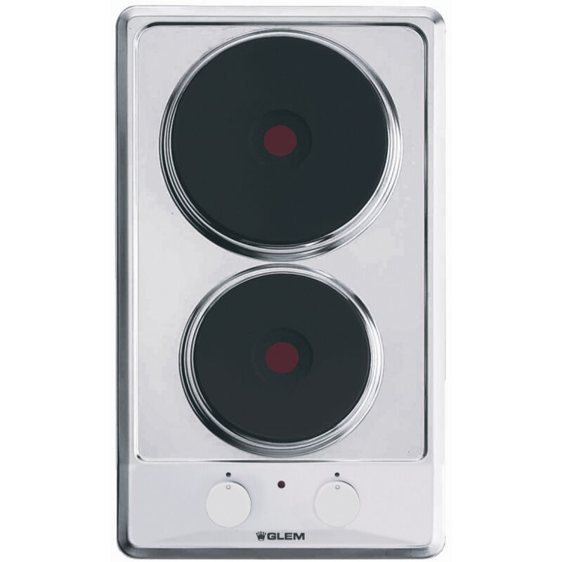 foto del prodotto glemgas domino elettrico 29cm 2 fuochi in acciaio inox gt320ix glem