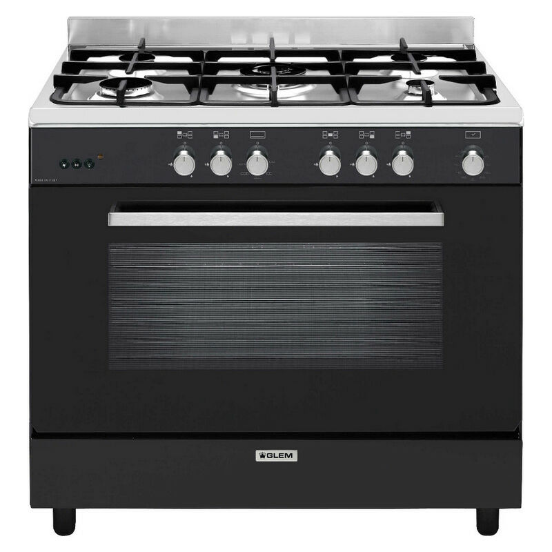 foto del prodotto glemgas piano cottura a gas 109l 5 fuochi nero ge960cmbk2 glem