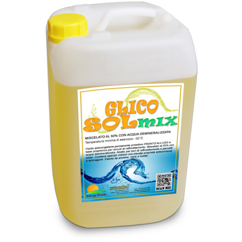 foto del prodotto glicole propilenico pronto all uso per pannelli solari e impianti alimentari miscelato al 50 con acqua demineralizzata tanica 20 litri 