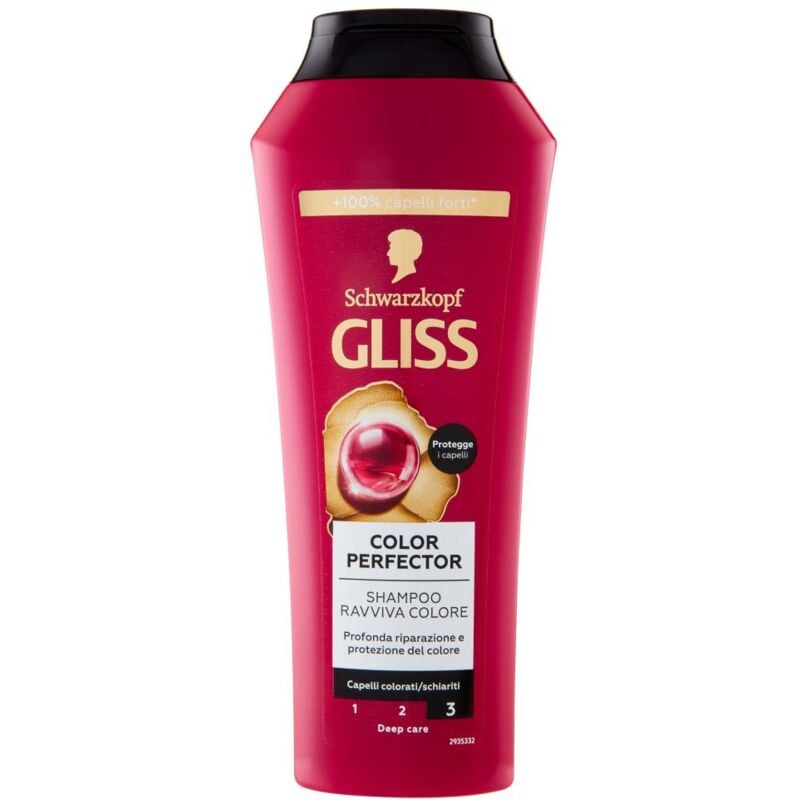 foto del prodotto gliss color confezione da 3 perfector shampoo ravviva colore 250 ml