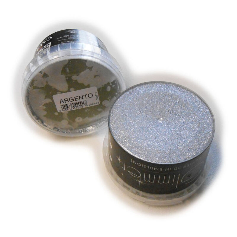 foto del prodotto glitter da 250ml in gel per pittura, colori argento
