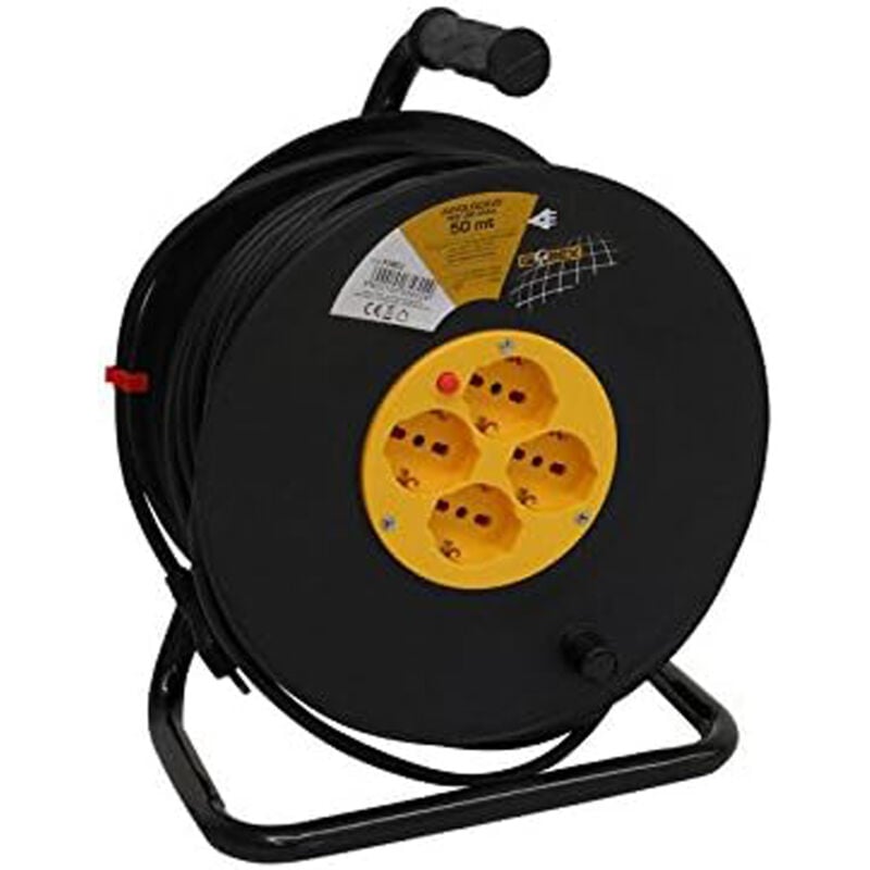 foto del prodotto globex avvolgicavo elettrico cavo 50m prolunga spina 16a 4 prese 10 16a schuko