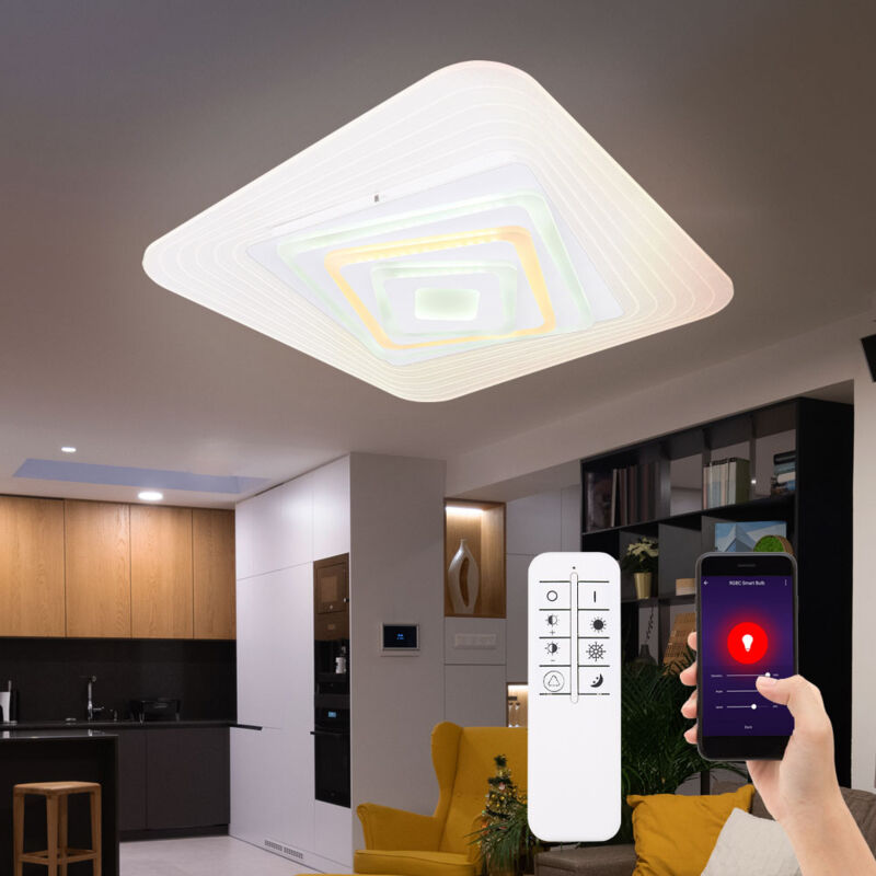 foto del prodotto globo alexa plafoniera smart plafoniera comando vocale led luce soggiorno telecomando dimmerabile, funzione memoria luce notturna cct, metallo